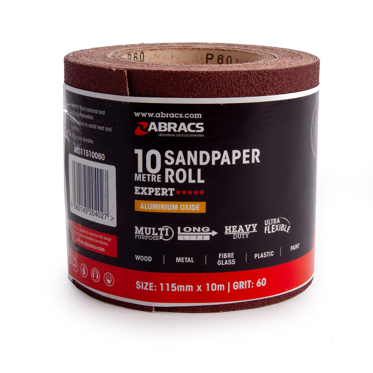 Abracs ABS11510060 Expert General Purpose Sandpaper Roll 60 Grit × 10m