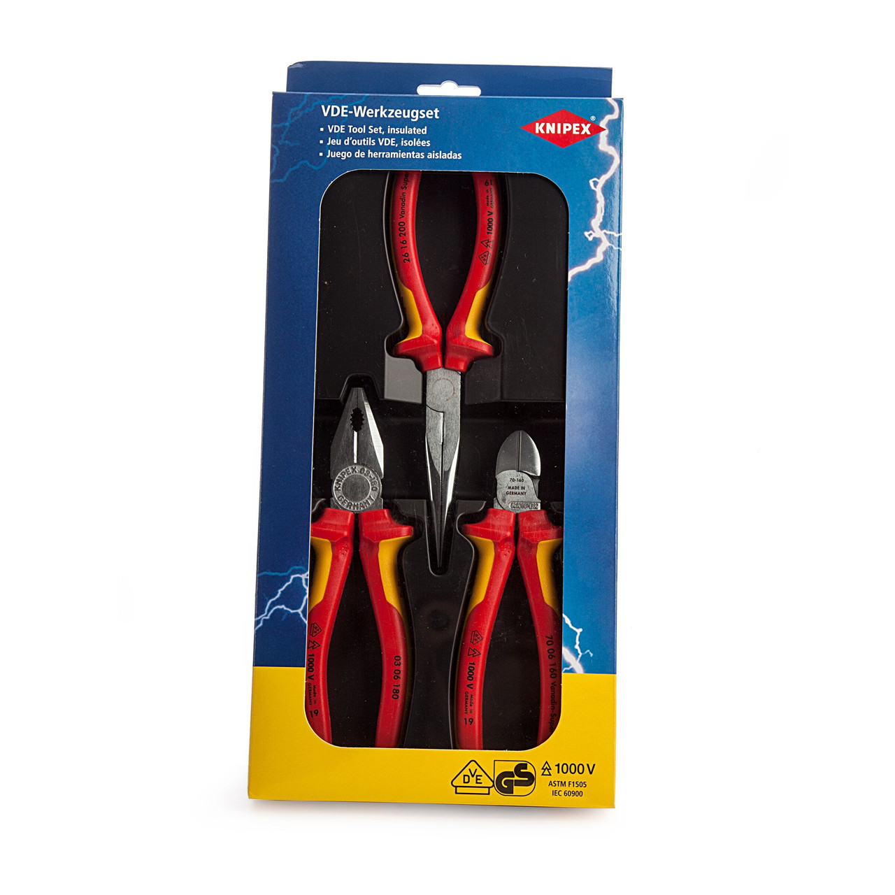 Knipex 002012 VDE Electro Plier Set 3 Piece