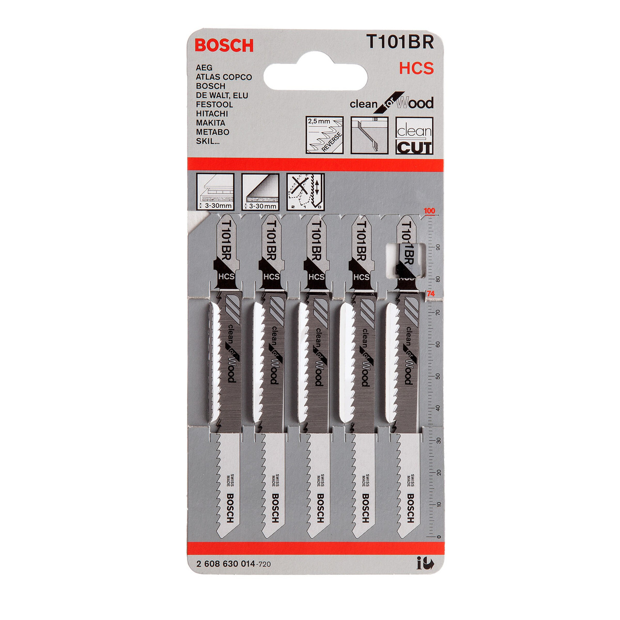 Bosch T101BR 100mm Jigsaw Blade for Wood Pack of 5
