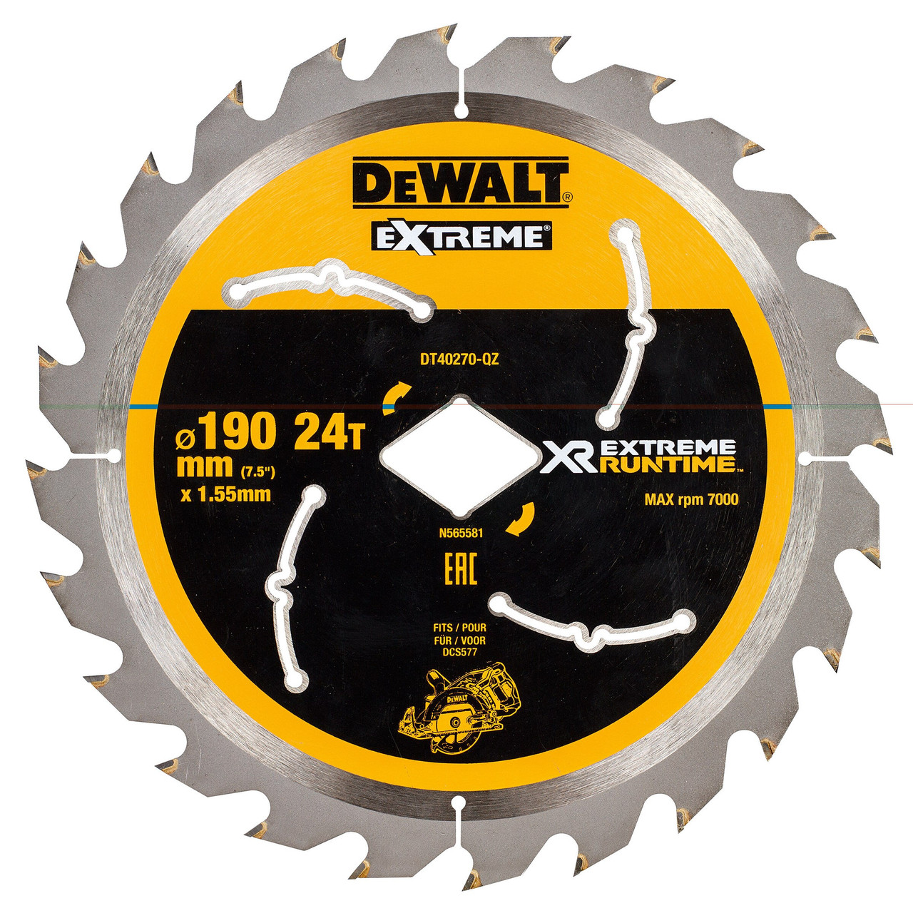 Dewalt DT40270 190mm Extreme Runtime Diamond Circular Saw Blade 24T
