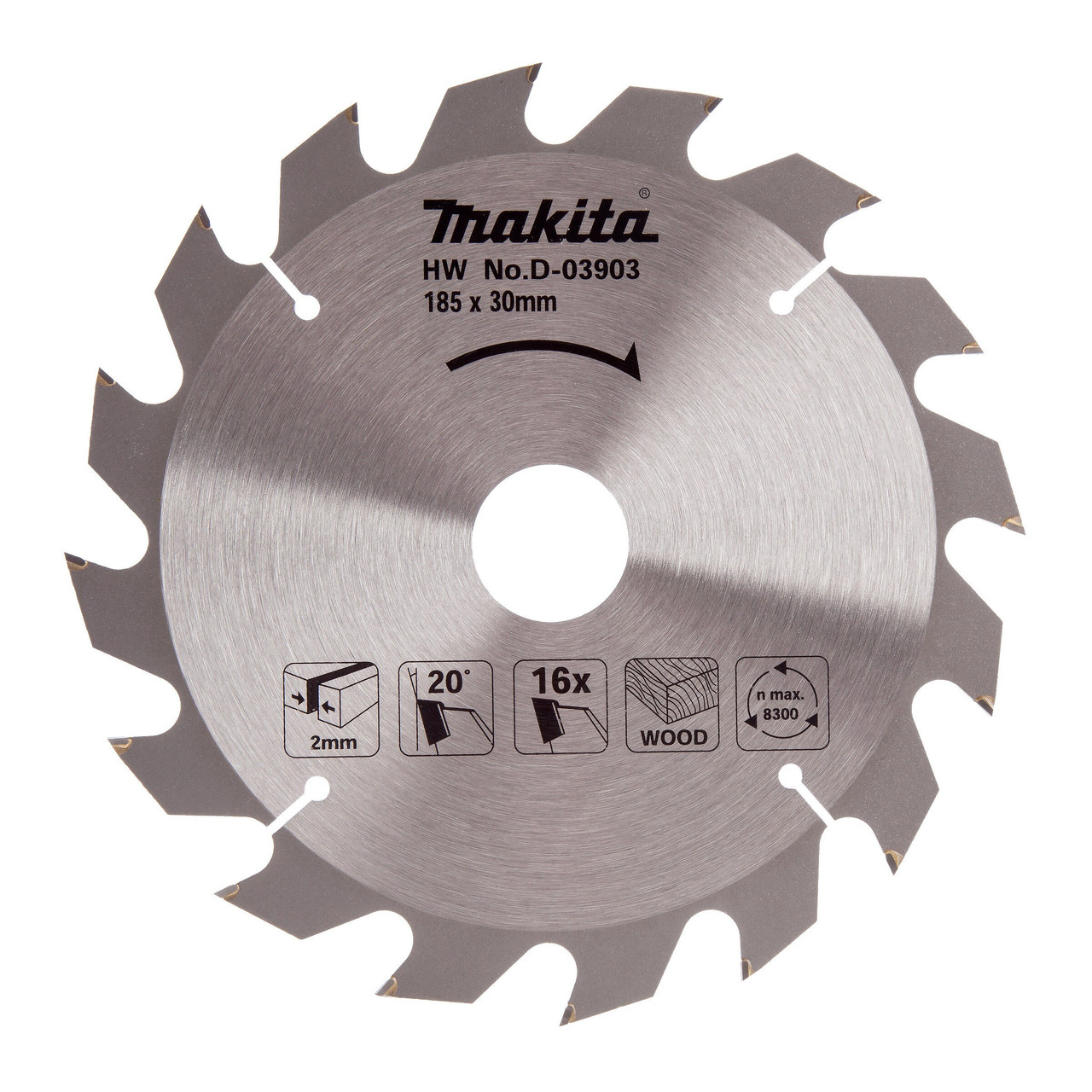 Makita D03903 185 × 30mm × 16T Circular Saw Blade for Wood
