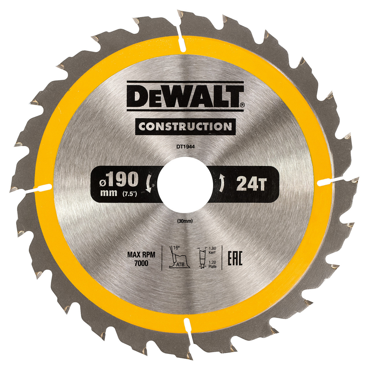 Dewalt DT1944 190 × 30mm × 24T Circular Saw Blade