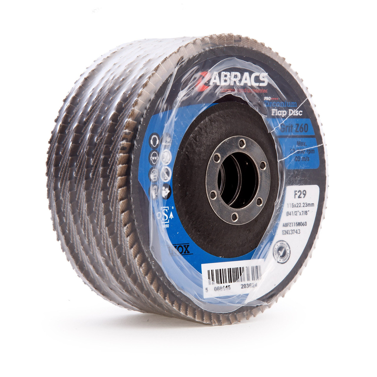 Abracs ABFZ115B060 115mm 60 Grit Pro Zirconium Flap Disc