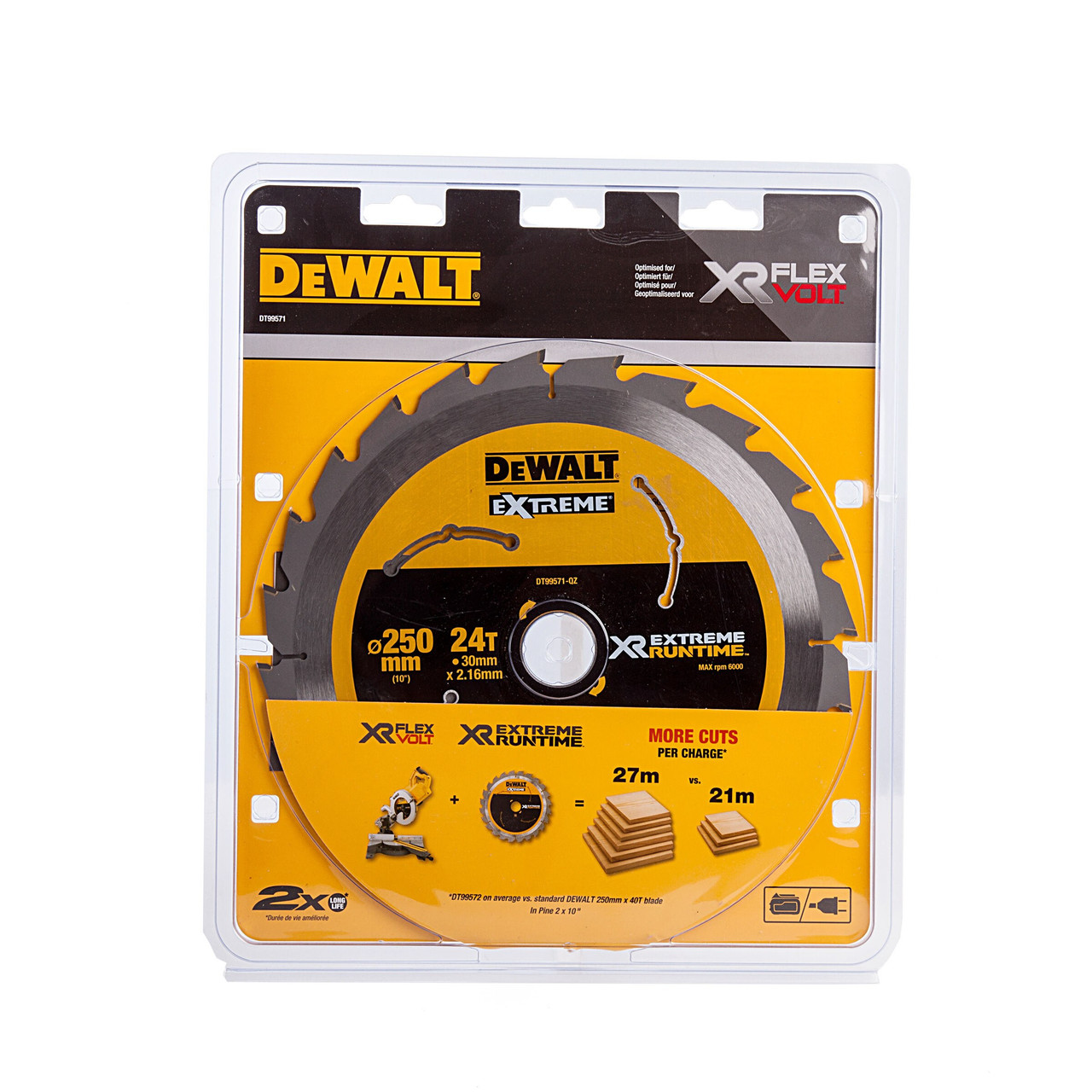 Dewalt DT99571QZ 250mm x 30mm x 24T Extreme Runtime Circular Saw Blade