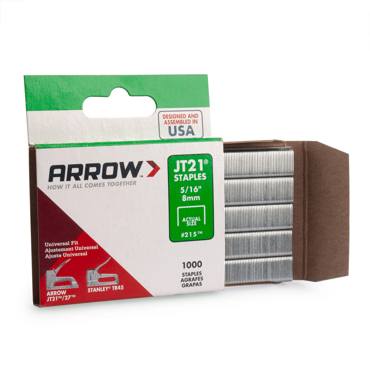 Arrow A215 JT21 Light-Duty Staples 8mm