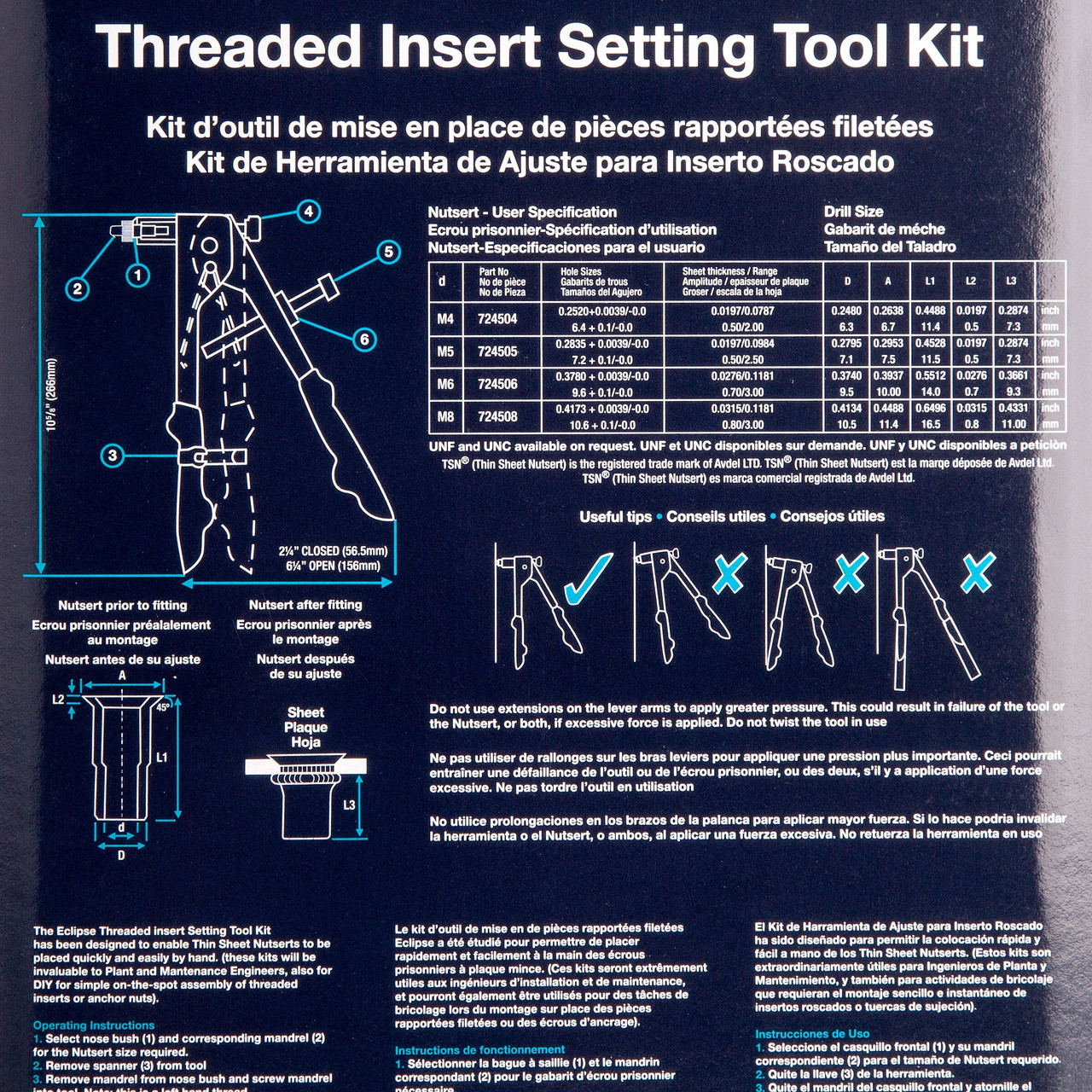 Eclipse EC2745 4-8mm Threaded Insert Setting Tool Kit