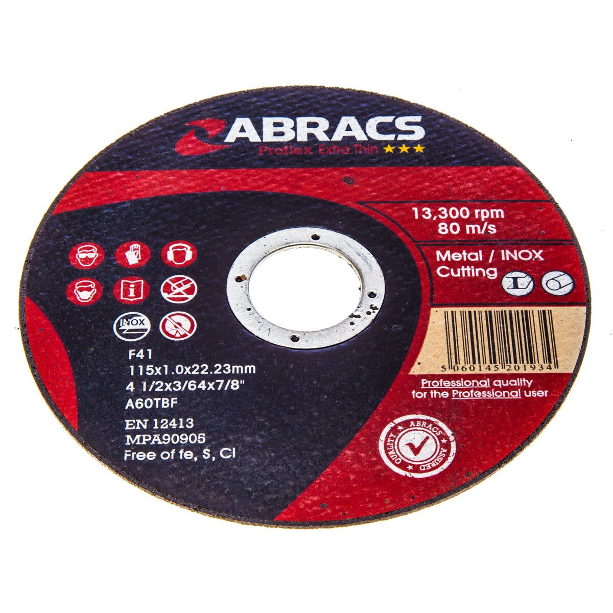 Abracs PFET11510FI Proflex 115 × 1 × 22mm Flat Extra Thin INOX Cutting Disc (Pack of 10)