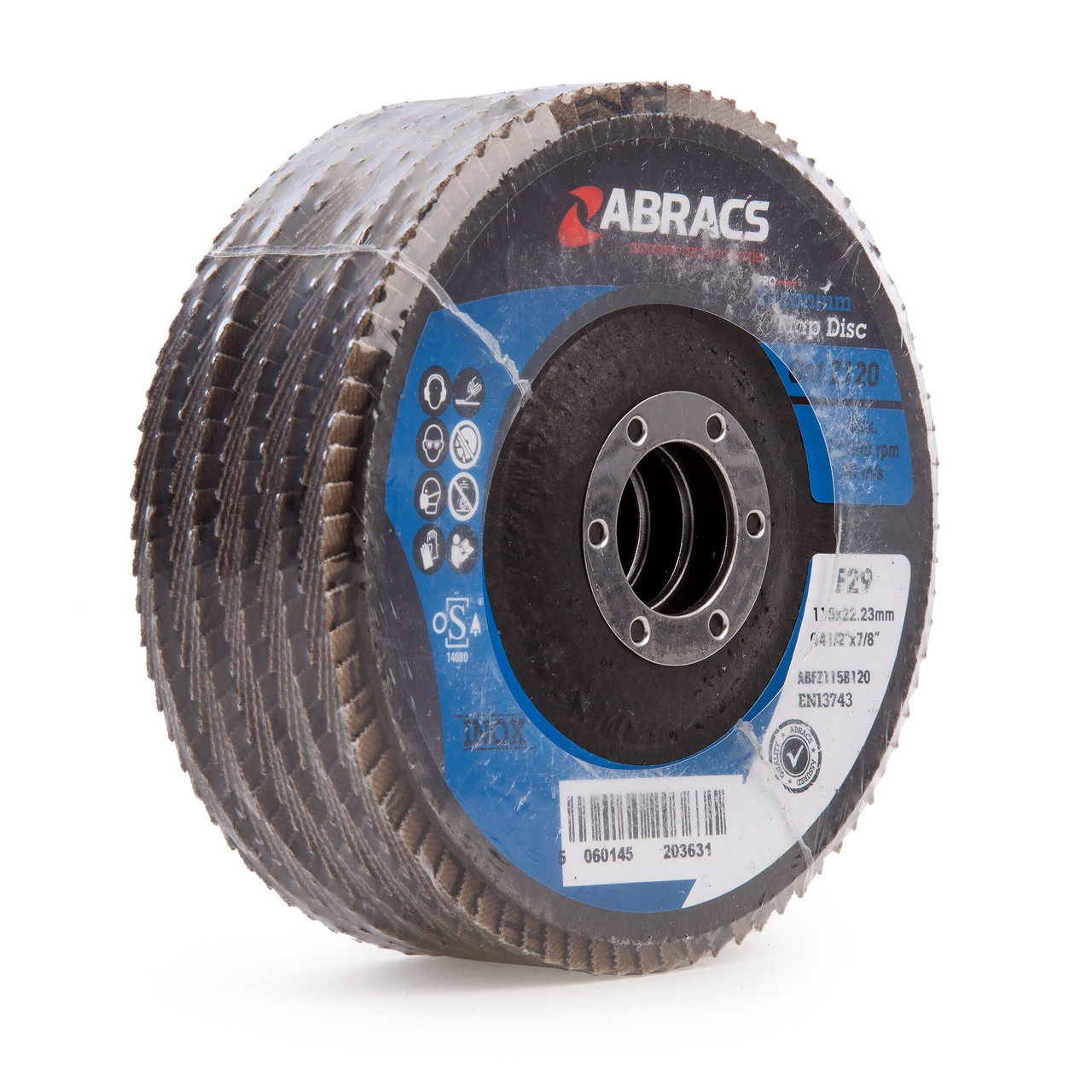 Abracs ABFZ115B0120 115mm 120 Grit Pro Zirconium Flap Disc