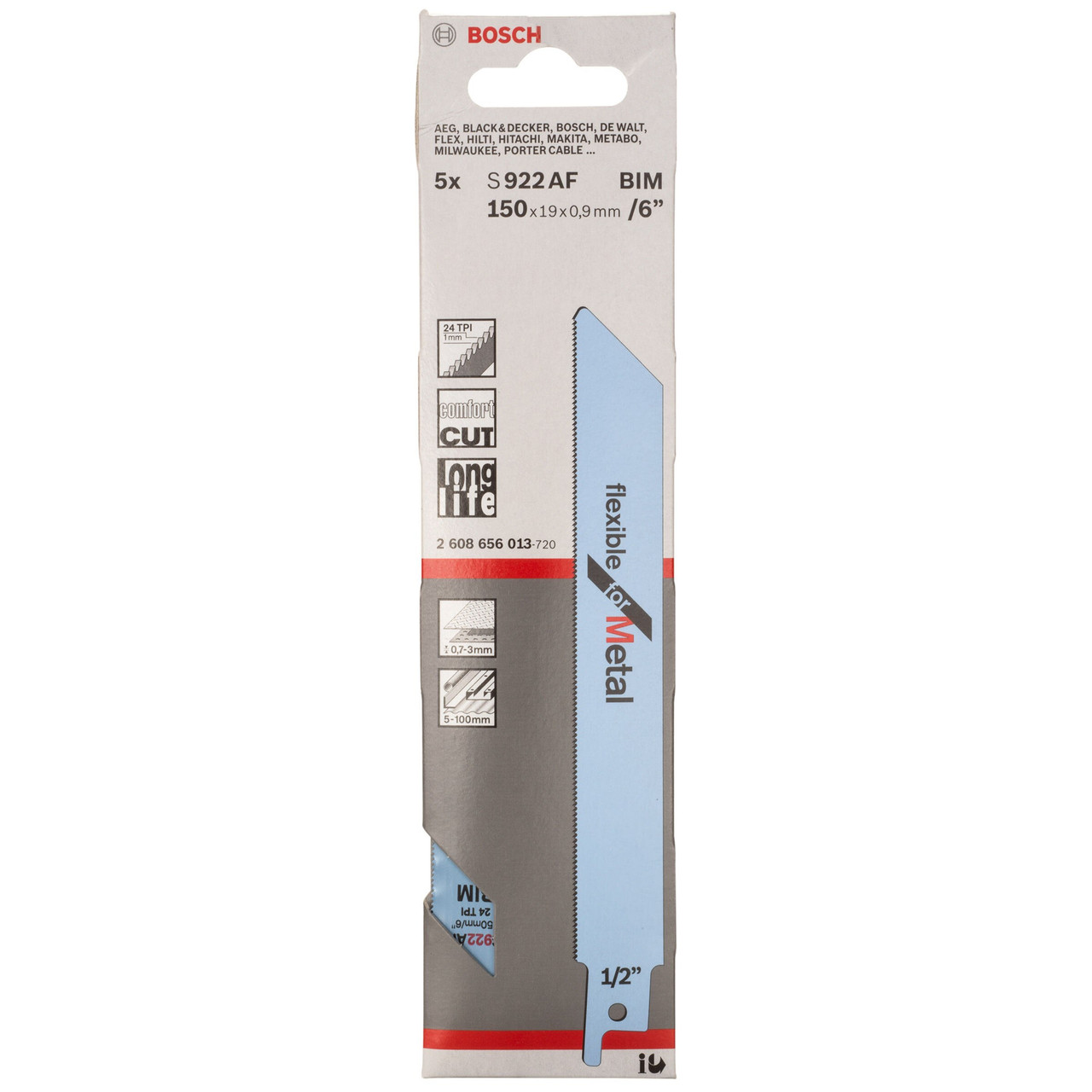 Bosch S922AF 150mm Metal Reciprocating Saw Blade (Pack of 5)