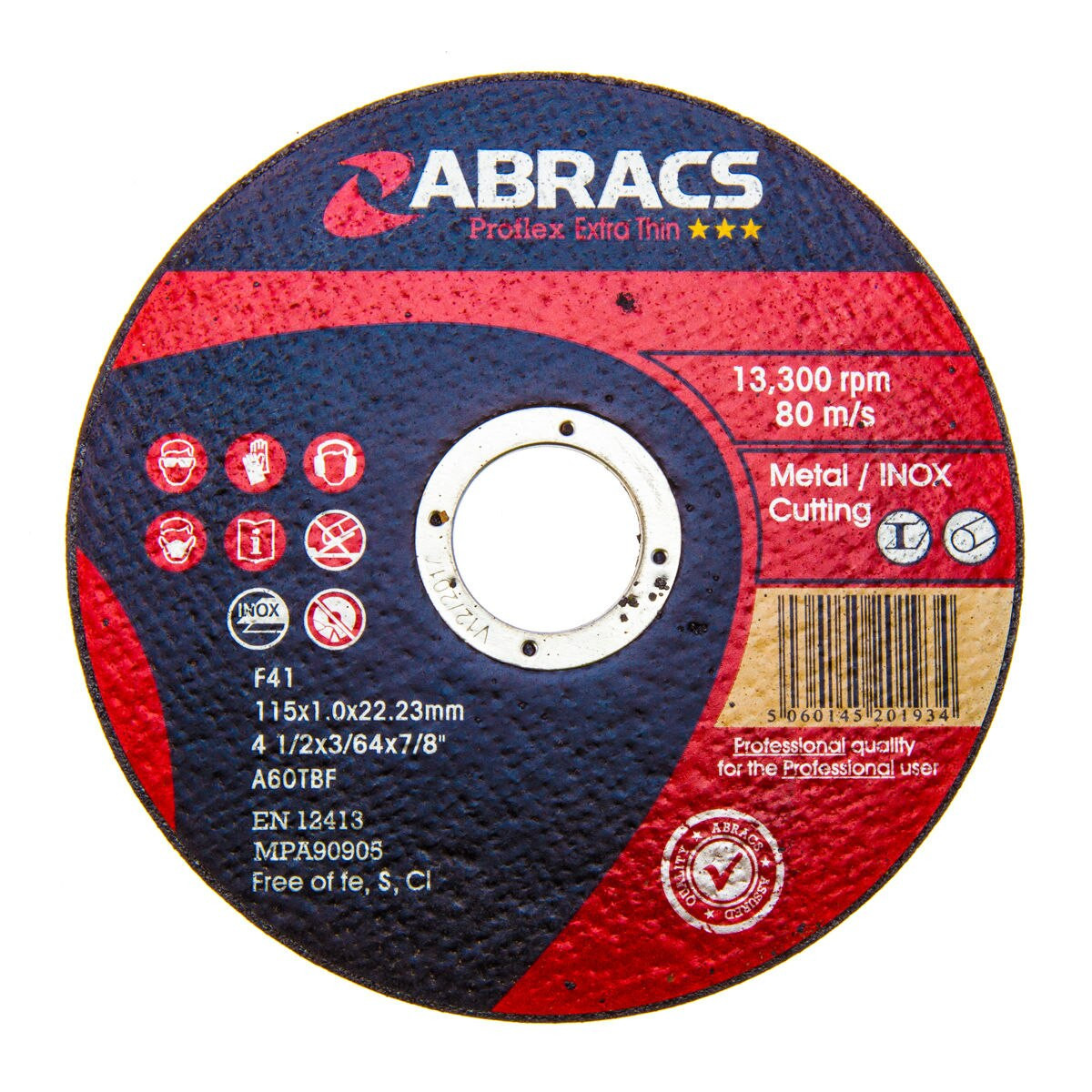 Abracs PFET11510FI Proflex 115 × 1 × 22mm Flat Extra Thin INOX Cutting Disc (Pack of 10)