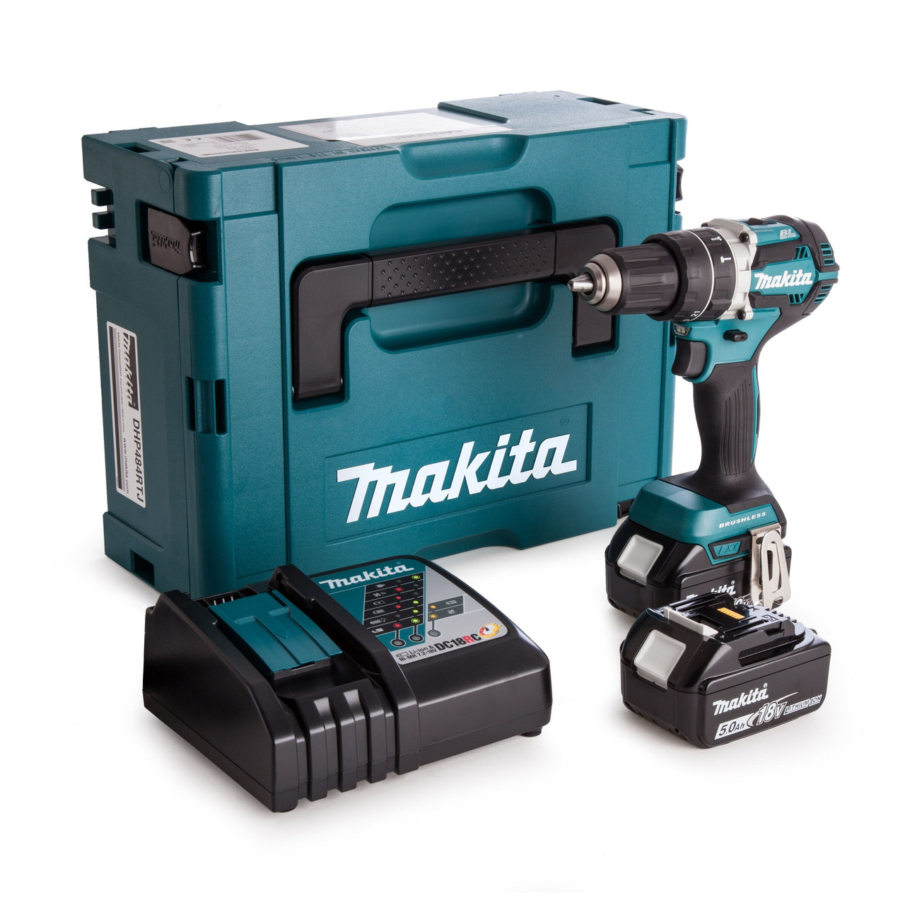 Makita DHP484RTJ 18V LXT Combi Drill with 2 × 5.0Ah Batteries and Makpac Case