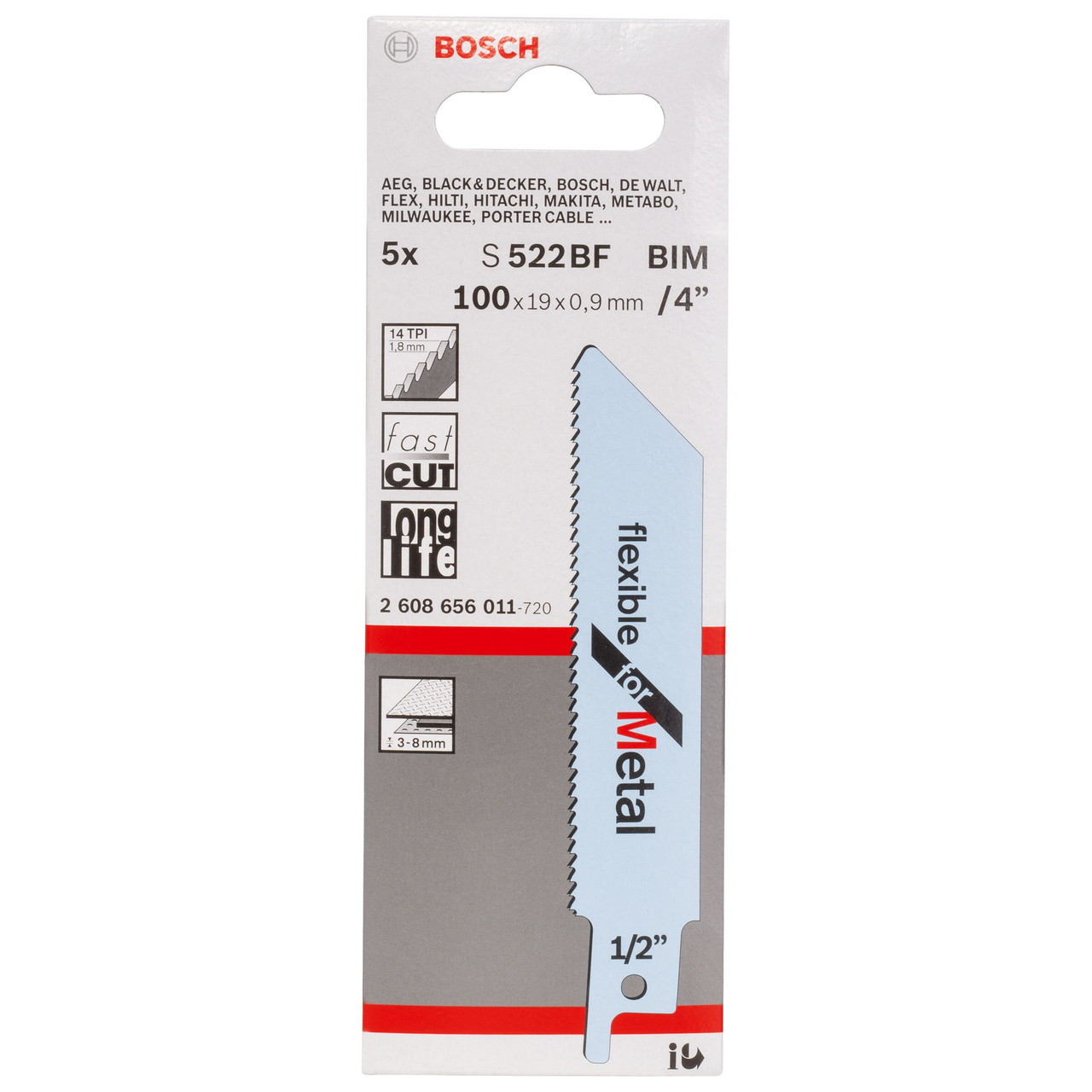 Bosch 2608656011 Flexible Reciprocating Saw Blade for Metal 100mm