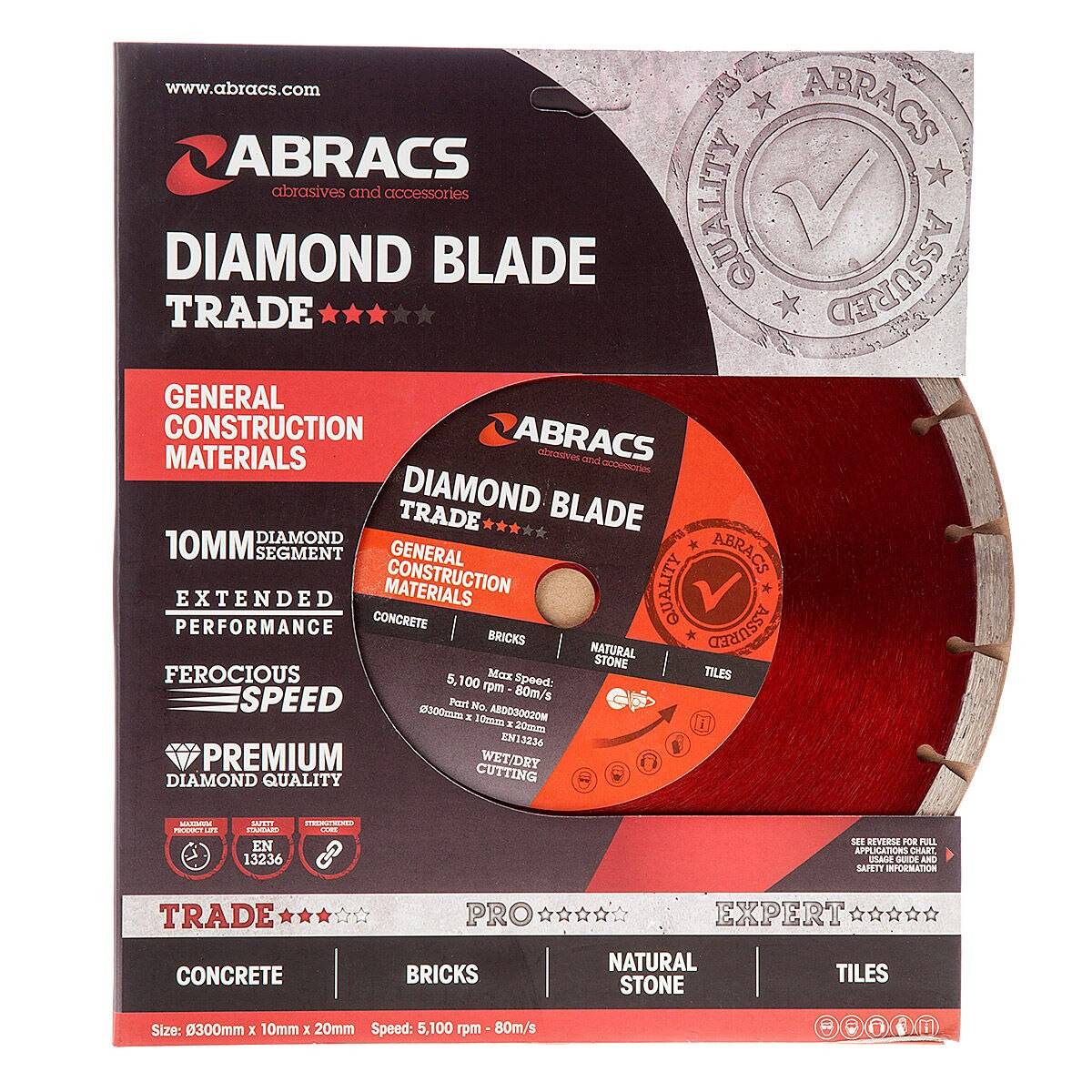 Abracs ABDD30020M 300 × 10 × 20mm General Purpose Diamond Blade