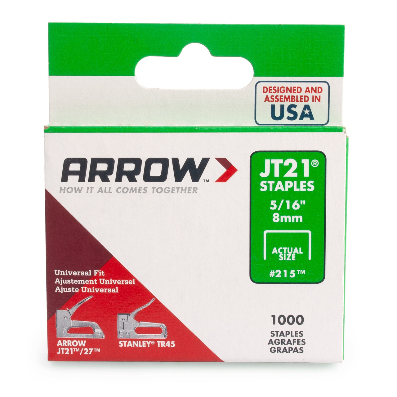 Arrow A215 JT21 Light-Duty Staples 8mm
