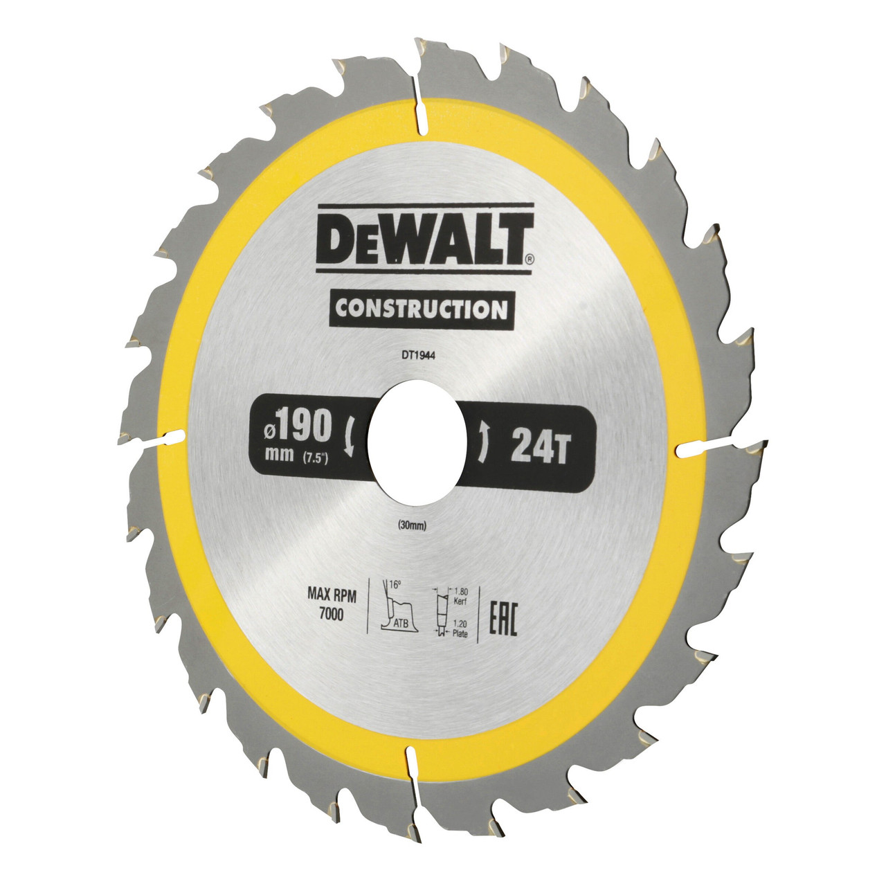 Dewalt DT1944 190 × 30mm × 24T Circular Saw Blade