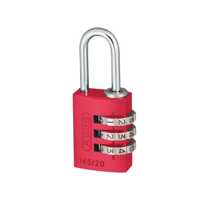 Abus Mechanical 46569 20mm Aluminium Combination Padlock Red