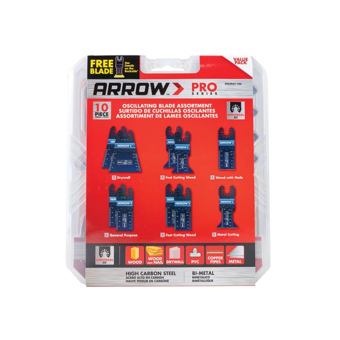 Arrow OSCMULT10A Oscillating Multi-Tool Blade Assortment Set 10 Piece