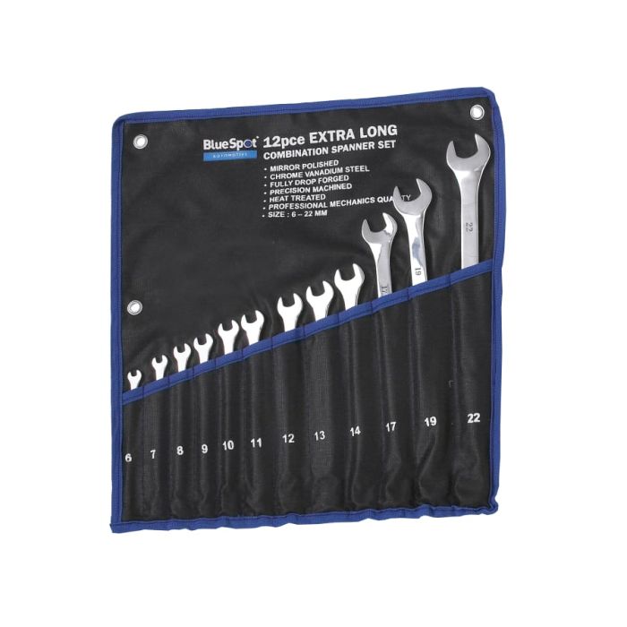 Bluespot Tools 04124 12 Piece Extra Long Combination Spanner Set