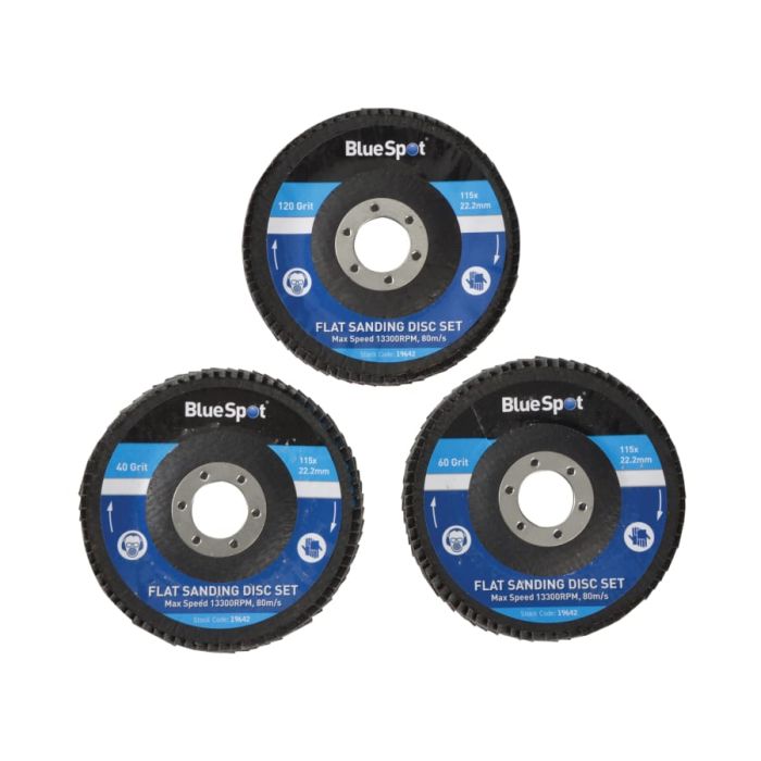 Bluespot Tools 19642 115mm Flap Disc Set 3 Piece