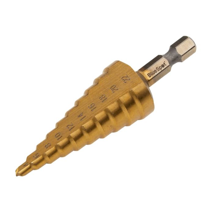 Bluespot Tools 32052 1/4in Hex Shank Step Drill 4-22mm