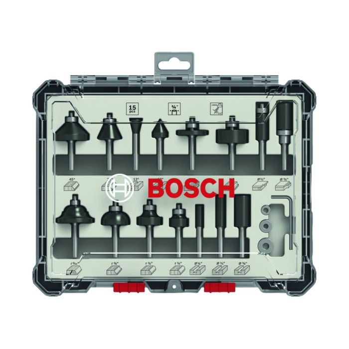 Bosch Powertool Accessories Bosch 2607017473 Router Bit Mixed Set 15 Piece