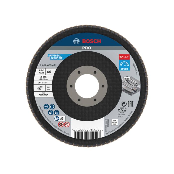 Bosch Powertool Accessories Bosch 2608605451 Flap Disc 115 x 22.23mm G60