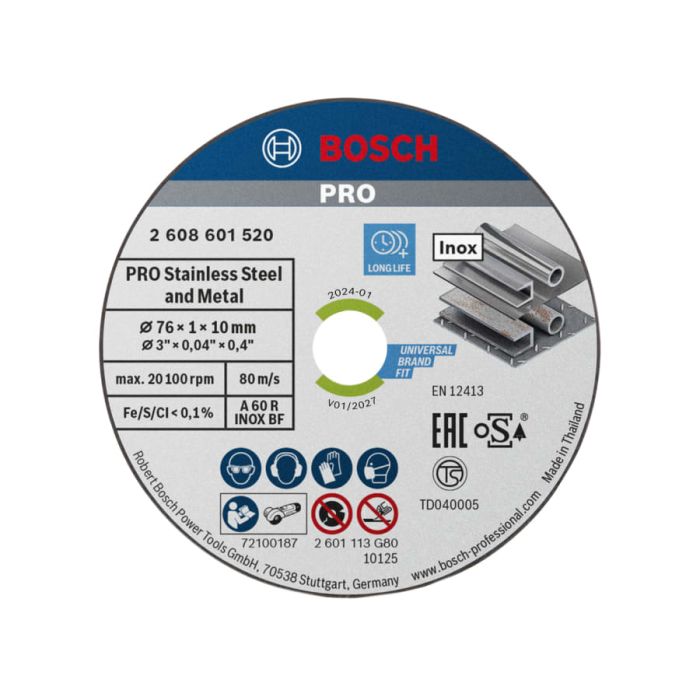 Bosch 2608601520 76mm Stainless Steel & Metal Cutting Disc