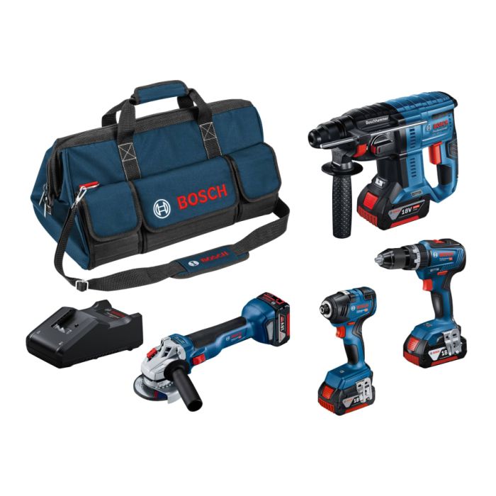 Bosch 0615990M2B 18V Professional 4 Piece Kit with 3 × 4.0Ah Batteries