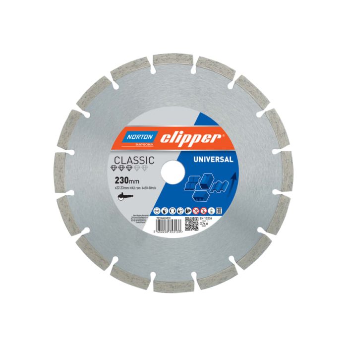 Norton Clipper 70184626810 Classic Universal Blue Diamond Blade 230 × 22.23mm