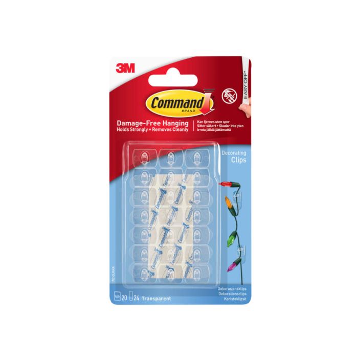 Command 17026CLR Decorating Clips with Clear Strips (Pack 20)