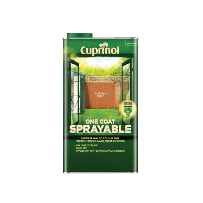 Cuprinol 5355969 One Coat Sprayable Fence Treatment Autumn Gold 5 Litre