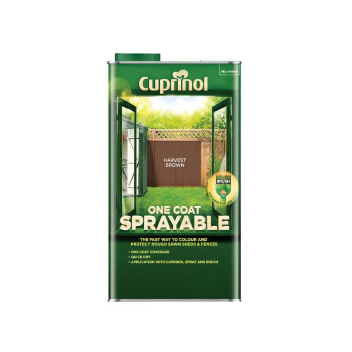 Cuprinol 5355973 One Coat Sprayable Fence Treatment Harvest Brown 5 Litre