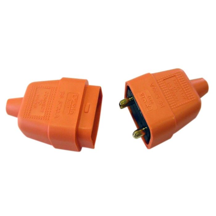 Dencon 9412ORNB 10A 2 Pin Rubber Connector Plug Orange