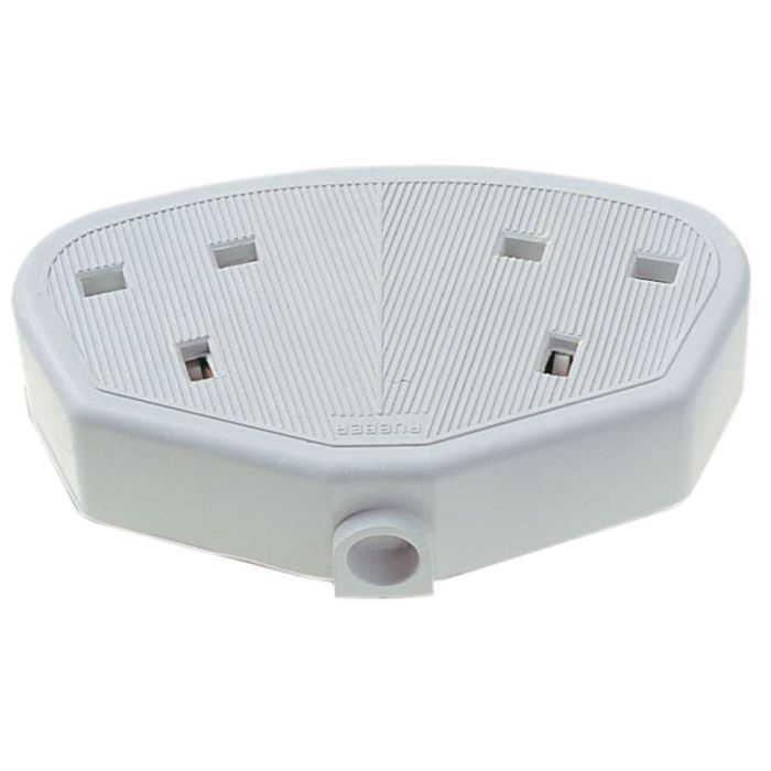 Dencon 9422WNB 13A 2-Gang Rubber Trailing Socket White