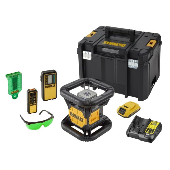 Dewalt Power Tools Dewalt DCE079D1GGB 18V Green Rotary Laser Kit with 1 × 2.0Ah Battery