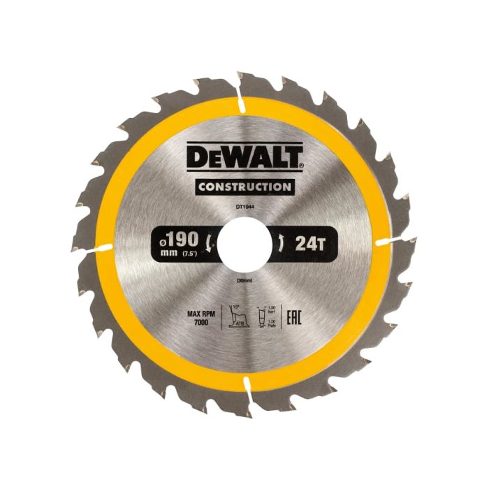 Dewalt DT1944 190 × 30mm × 24T Circular Saw Blade