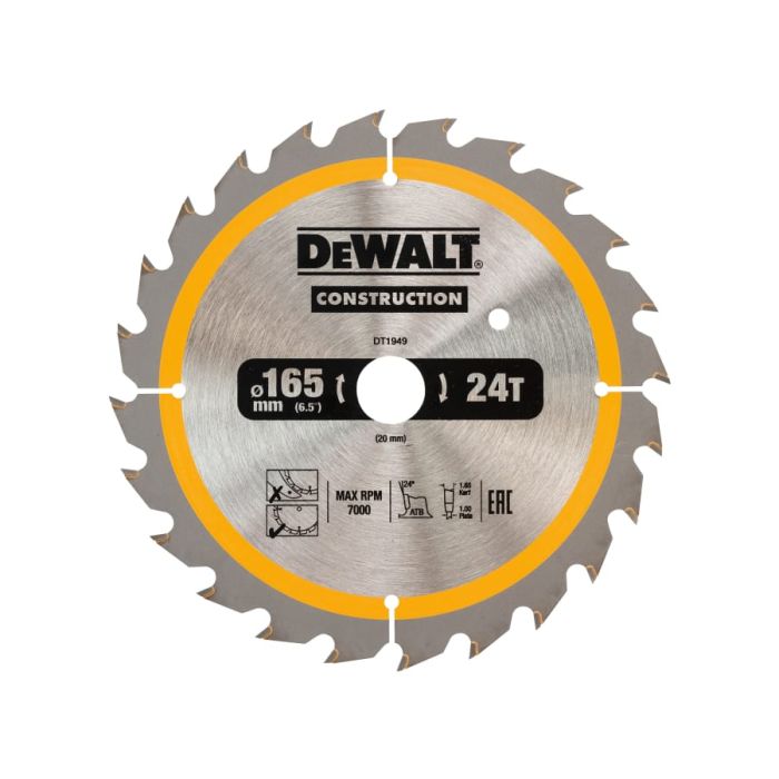 Dewalt DT1949 165mm x 20mm x 24T Construction Circular Saw Blade