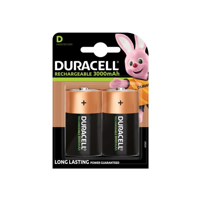 Duracell S3092 D Cell 3000Mah Rechargeable Batteries (Pack 2)
