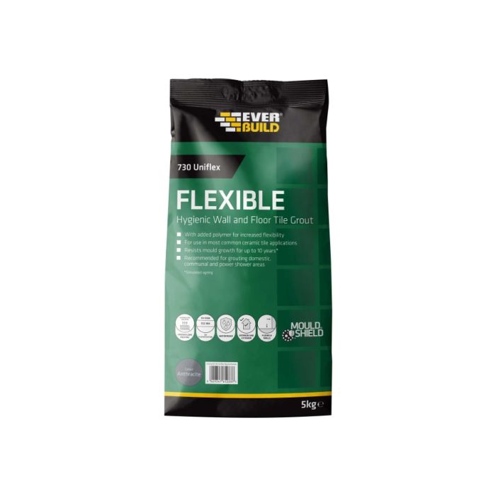 Everbuild Sika Everbuild 486045 730 Uniflex Hygienic Tile Grout Anthracite 5kg