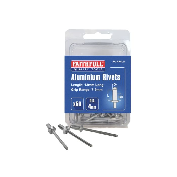Faithfull FAIAR4L50 Aluminium Rivets 4 × 13mm