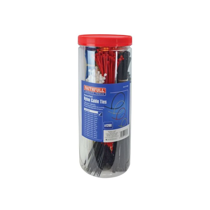 Faithfull FAICT1200 Cable Ties with Barrel Pack 1200