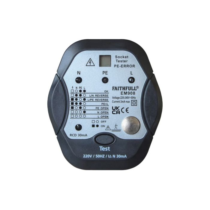 Faithfull FAIDETSOCRCD Socket Polarity Tester with RCD Test Function