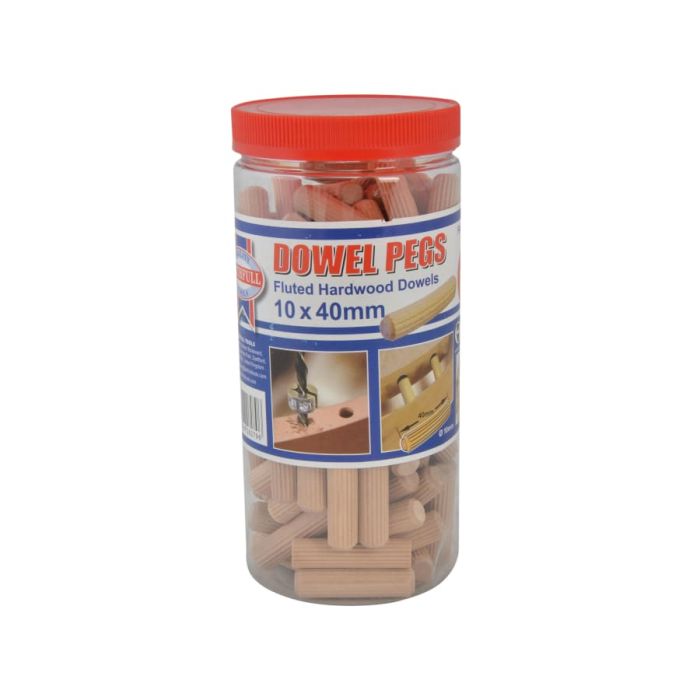 Faithfull FAIDOW10100T 40 x 10mm Fluted Wood Dowels (Tub 100)