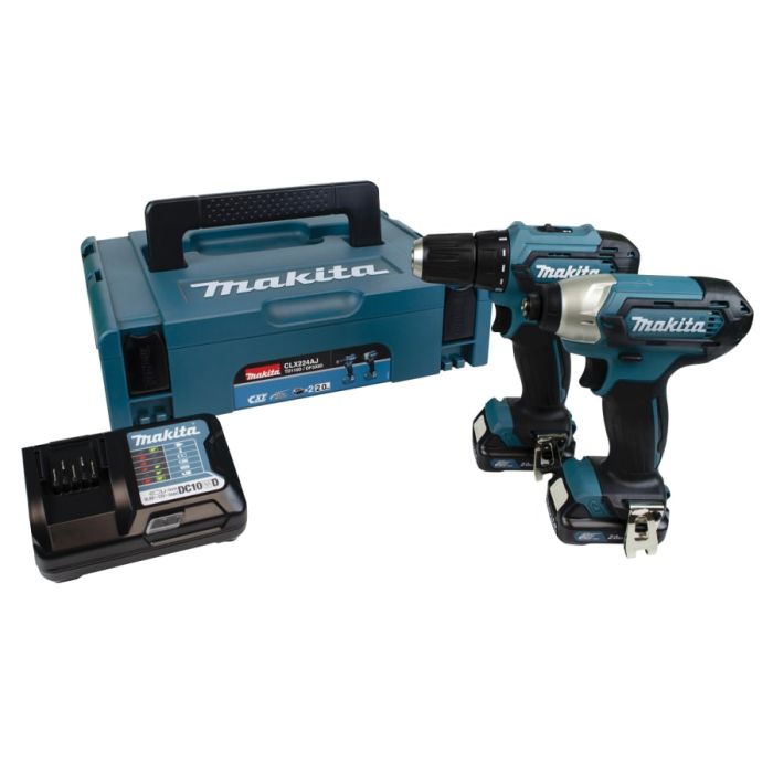 Makita CLX224AJ 12Vmax CXT Drill Driver & Impact Driver Twin Pack with 2 × 2.0Ah Batteries