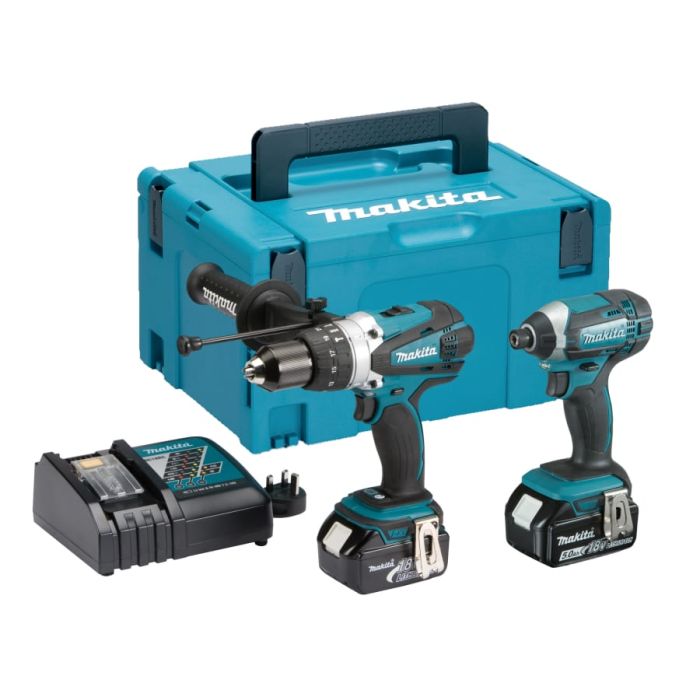 Makita DLX2145TJ 18V Combi Drill & Impact Driver Twin Pack with 2 × 5.0Ah Batteries