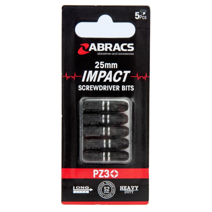 Abracs IPZ32505 PZ3 Impact Screwdriver Bits 25mm (Pack of 5)