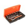 Bahco SL25 1/4in Drive Socket Set with Screwdriver Bits & Bit Holder 25 Piece