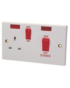 Dencon 4457NB Double Pole Switch 45A with Switched Socket 13A