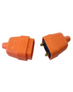 Dencon 9412ORNB 10A 2 Pin Rubber Connector Plug Orange
