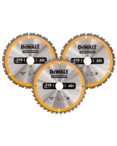 Dewalt DT1962 216mm Circular Saw Blade Set with 3 Blades